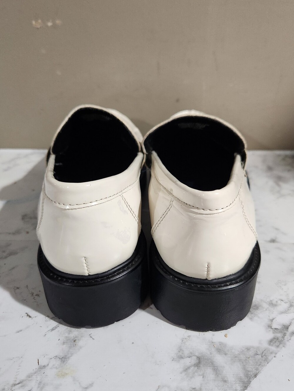 Steve Madden Lotto Chunky Cream & Black Loafers Size 7.5 - Picture 7 of 9